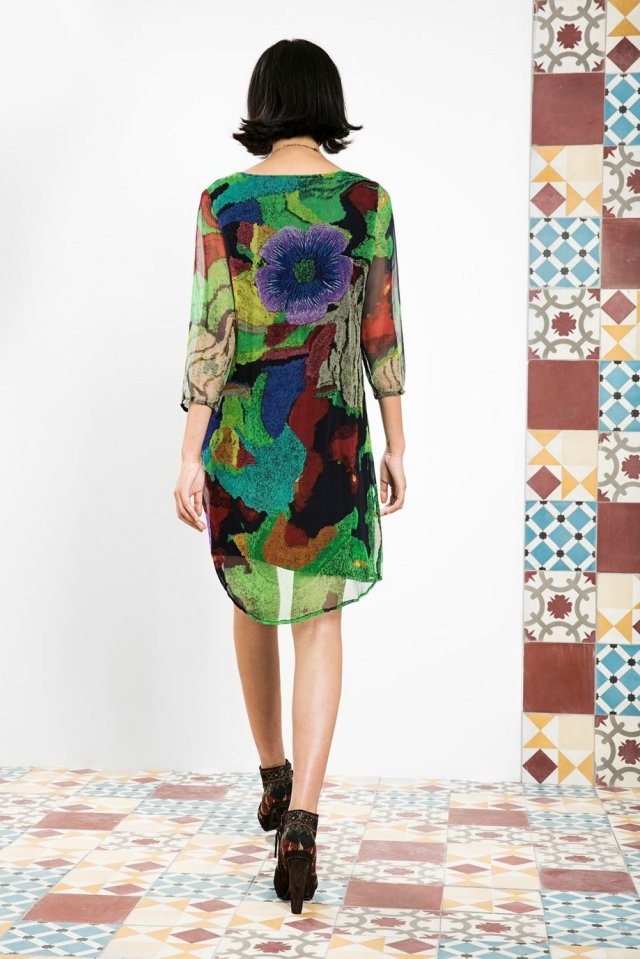 Back of Desigual TEOM sheer dress by Christian Lacroix with beaded neckline. $219.95. Fall-Winter 2015.