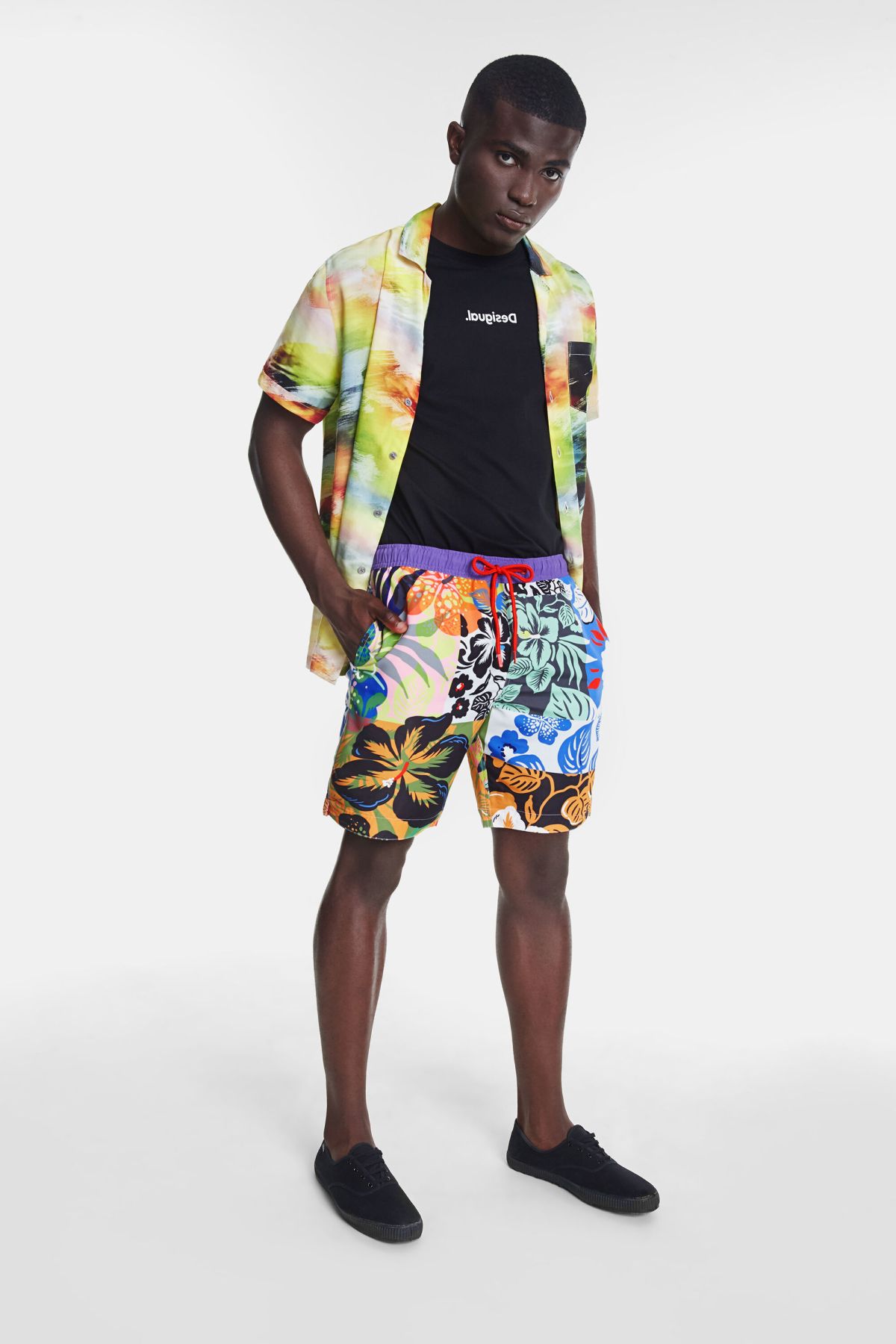 Desigual.man.HAWAIIAN.FLORAL.PATCH.swimsuit.$105.95.SS2020.20SMMW04-A ...