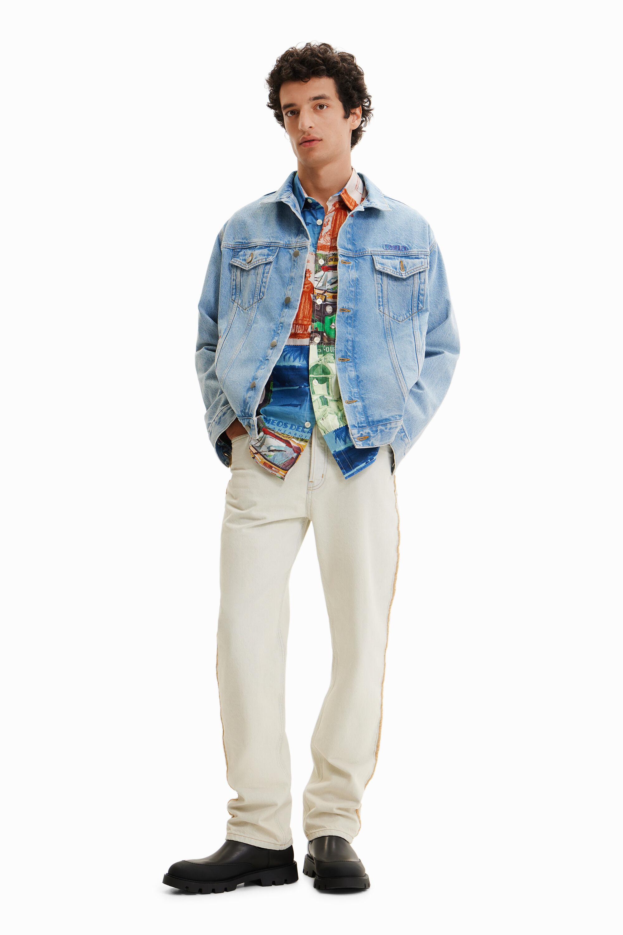 Desigual men's embroidered denim jacket Summer 2023 collection at Angel in Vancouver Canada