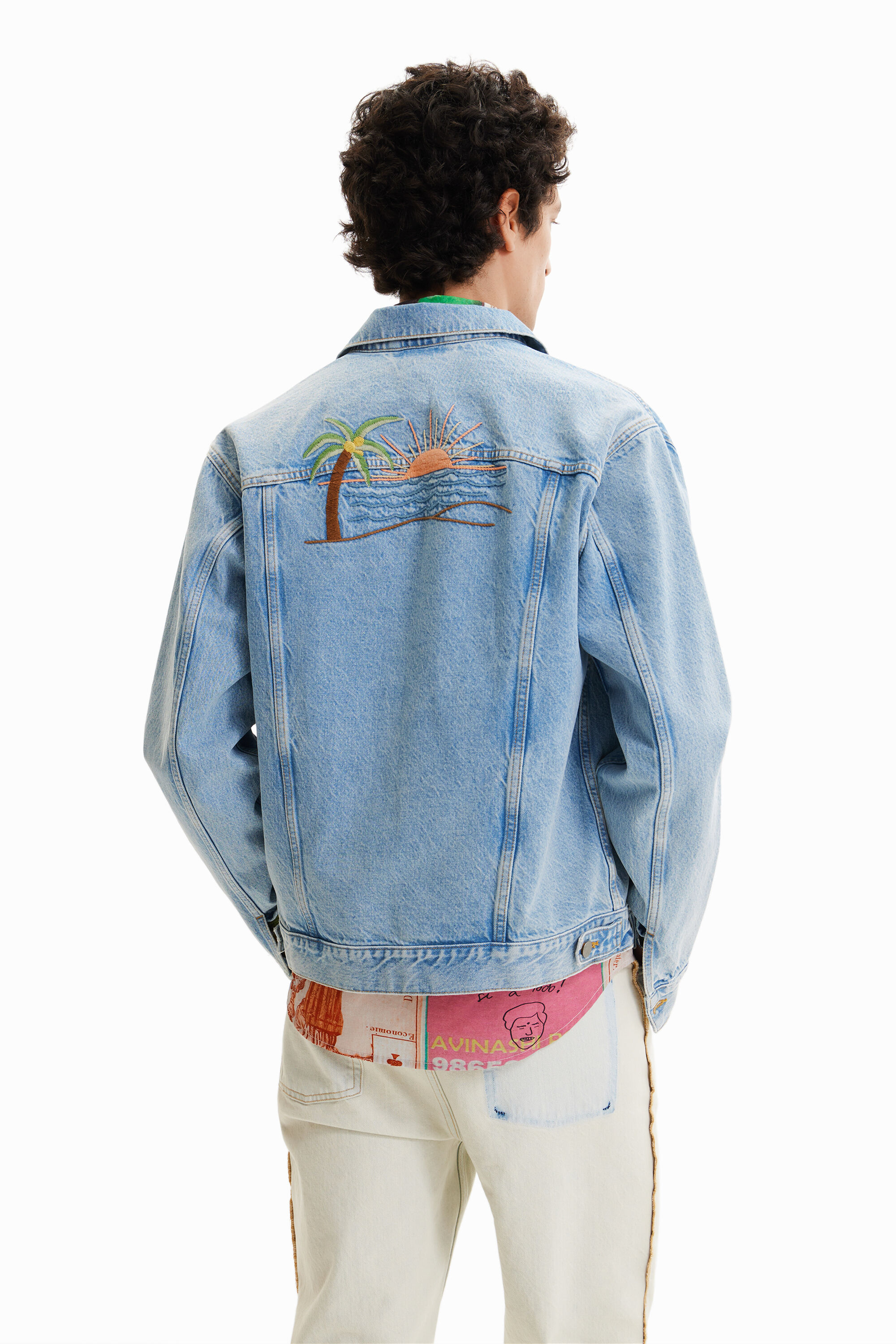 Desigual men's embroidered denim jacket Summer 2023 collection at Angel in Vancouver Canada