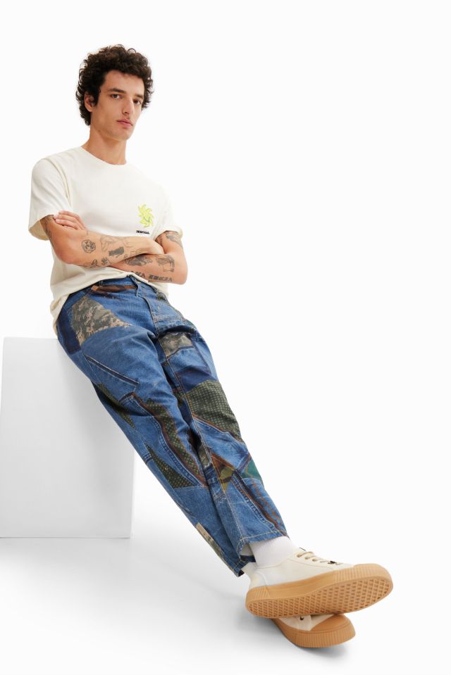 Desigual VELEZ patchwork cotton denim jeans for men. $205.95. Summer 2023 collection Desigual in Canada