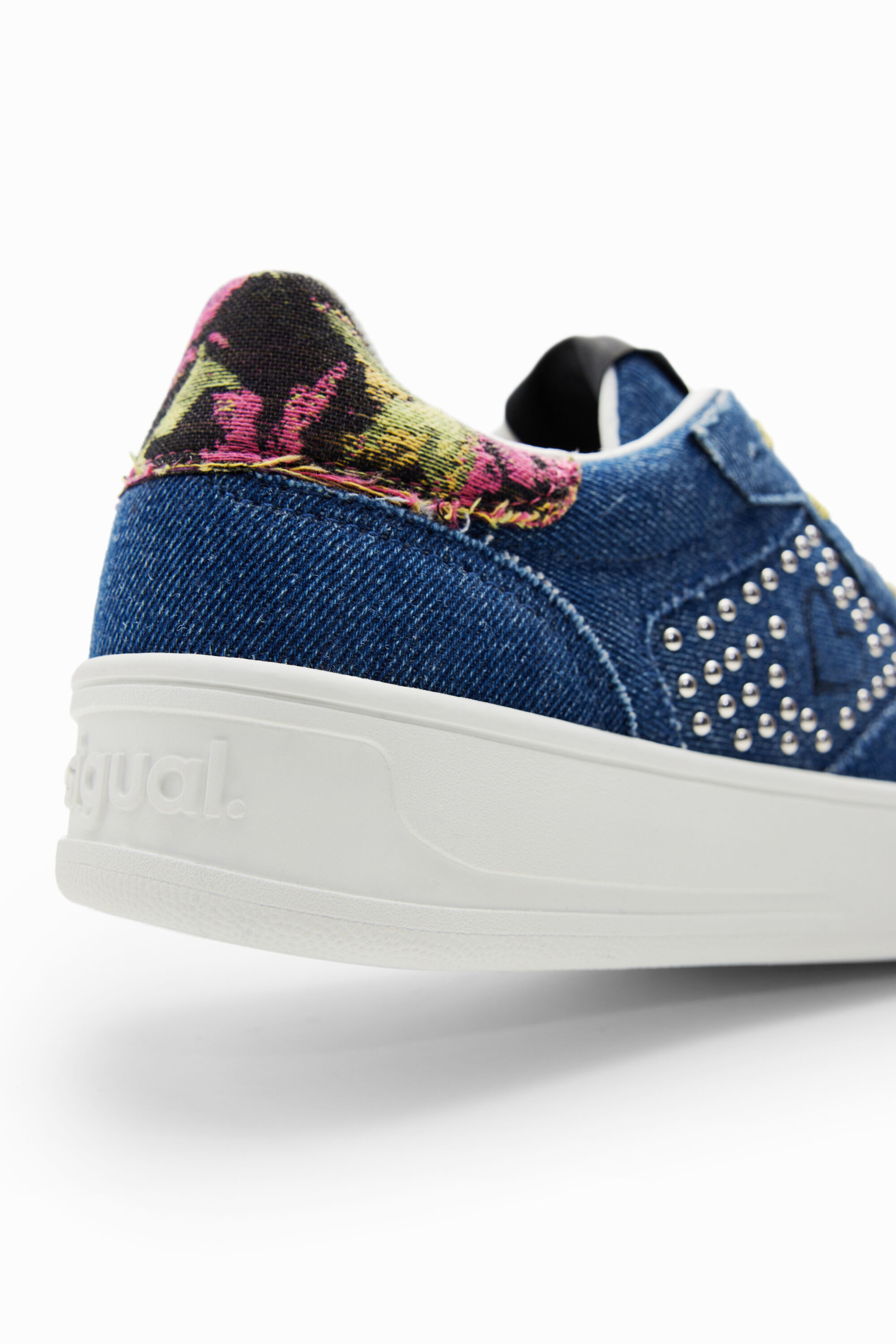 Desigual DENIM baby blue heart and studs sneakers / running shoes. $205. FW2023.