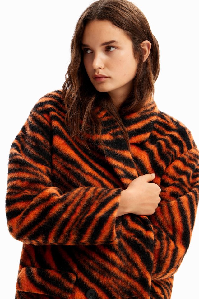 Desigual ESMERALDA tiger print long coat FW2023 
