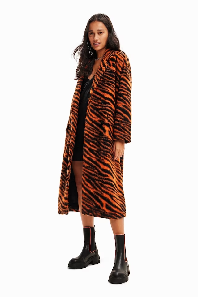 Desigual ESMERALDA tiger print long coat FW2023