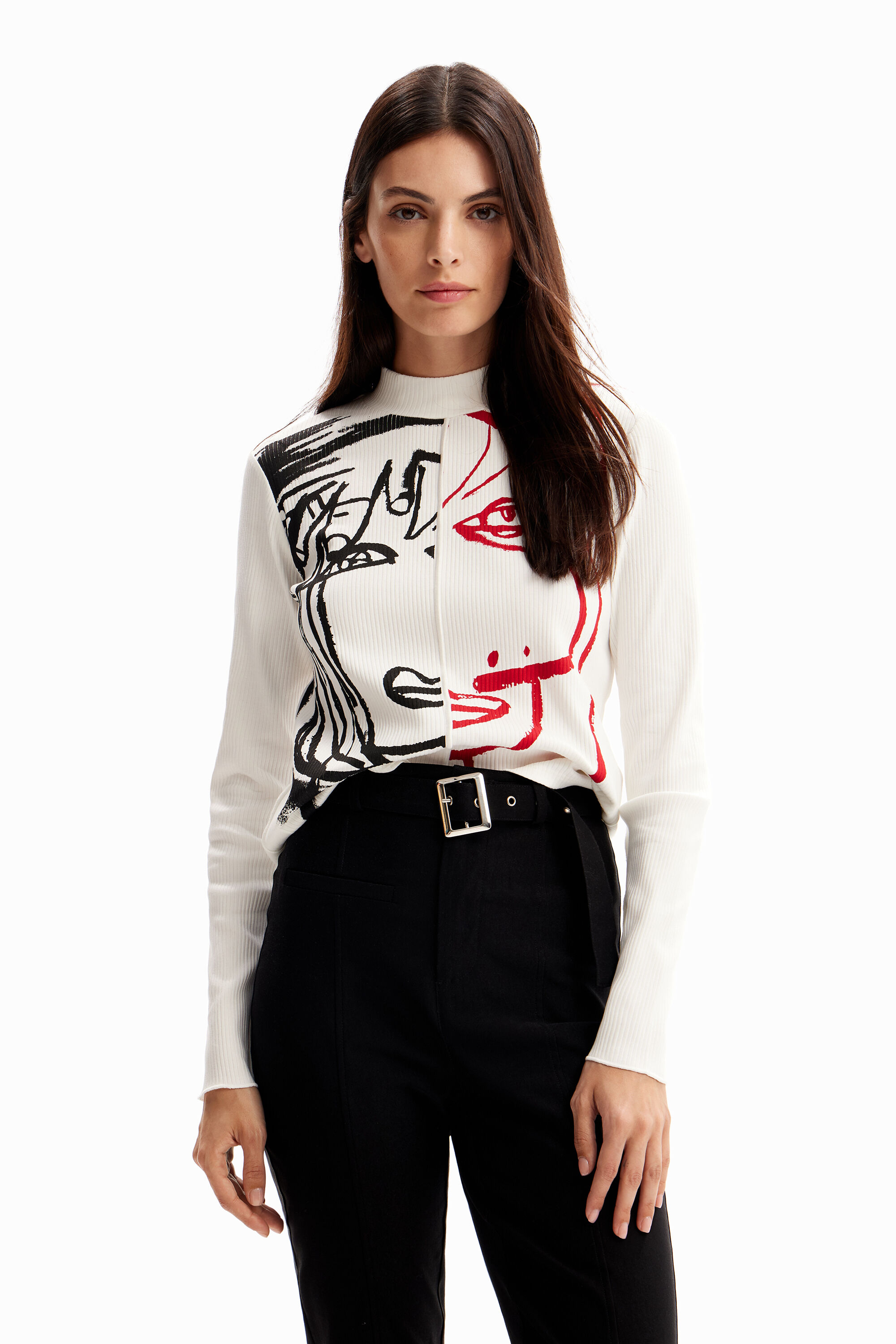 Desigual ribbed cotton face T-shirt Fall 2023 collection