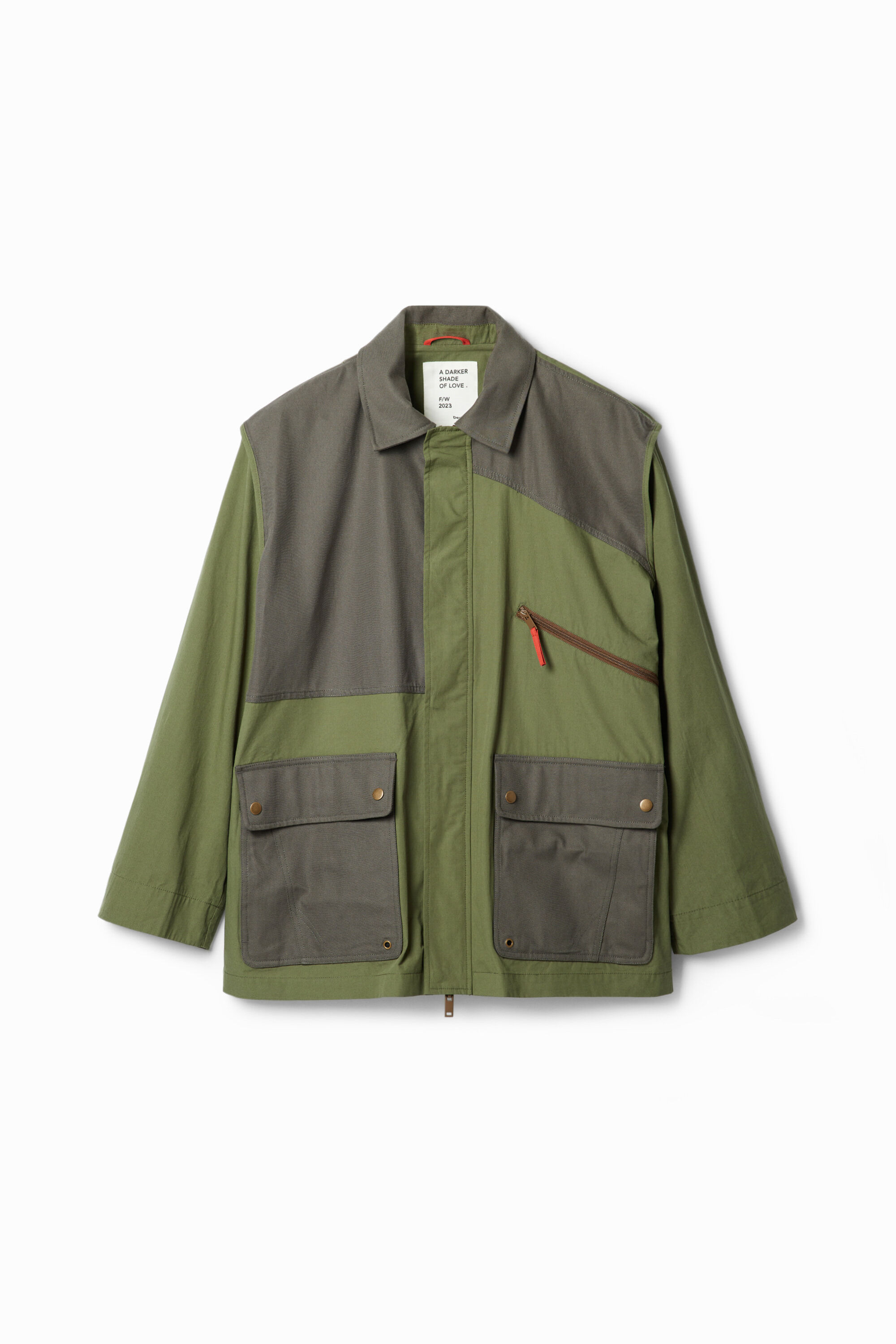 Desigual ADLEY men's two-tone green winter rain coat FW2923 collection