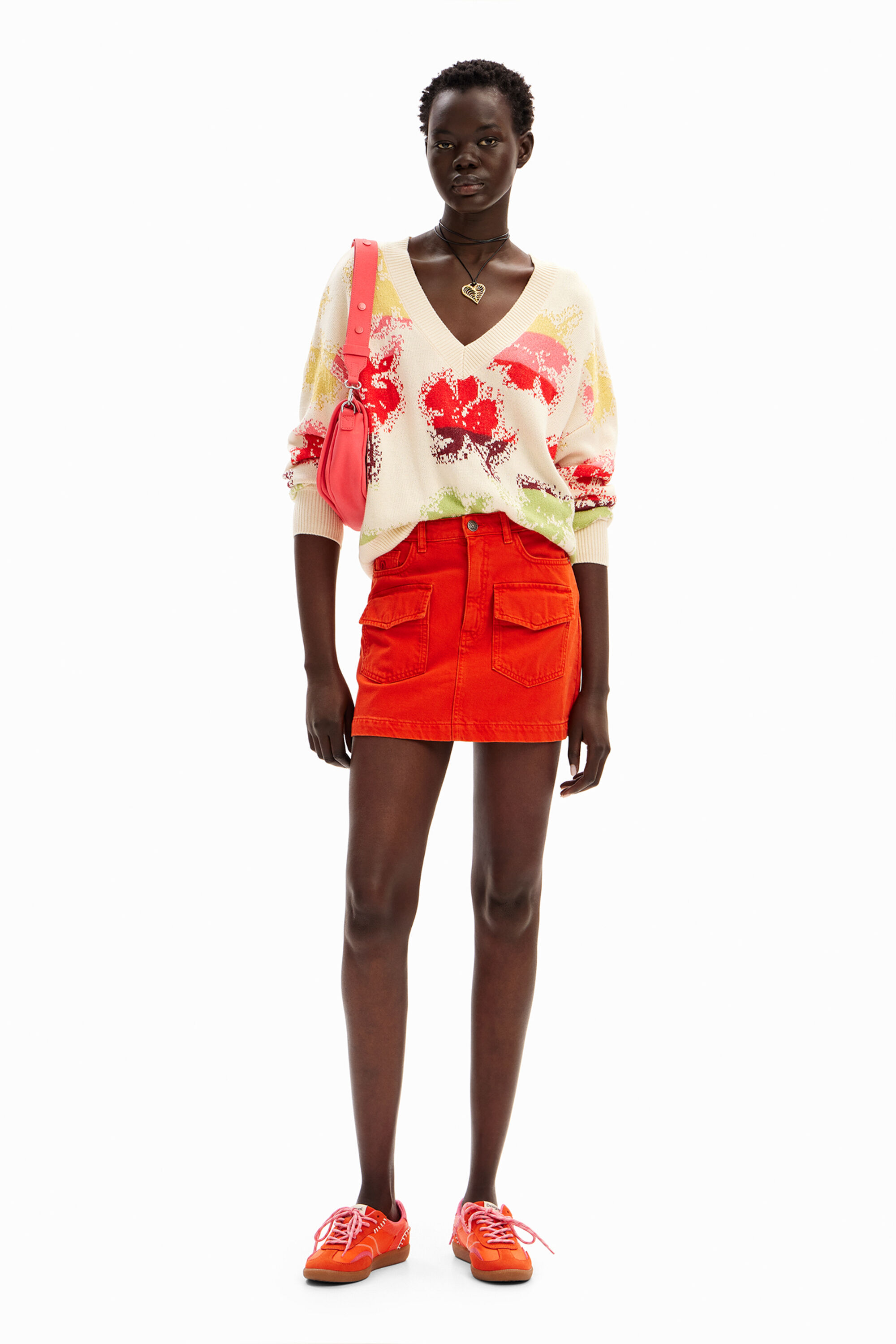 Desigual LECCE red cotton mini skirt SS2024
