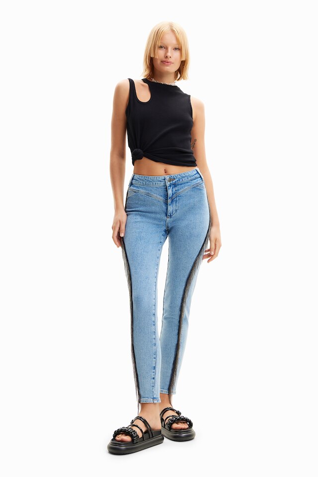 Desigual LENA denim jeans with side fringe SS2024