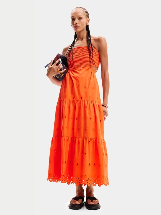 Desigual MALVER orange cotton summer dress SS2024 collection