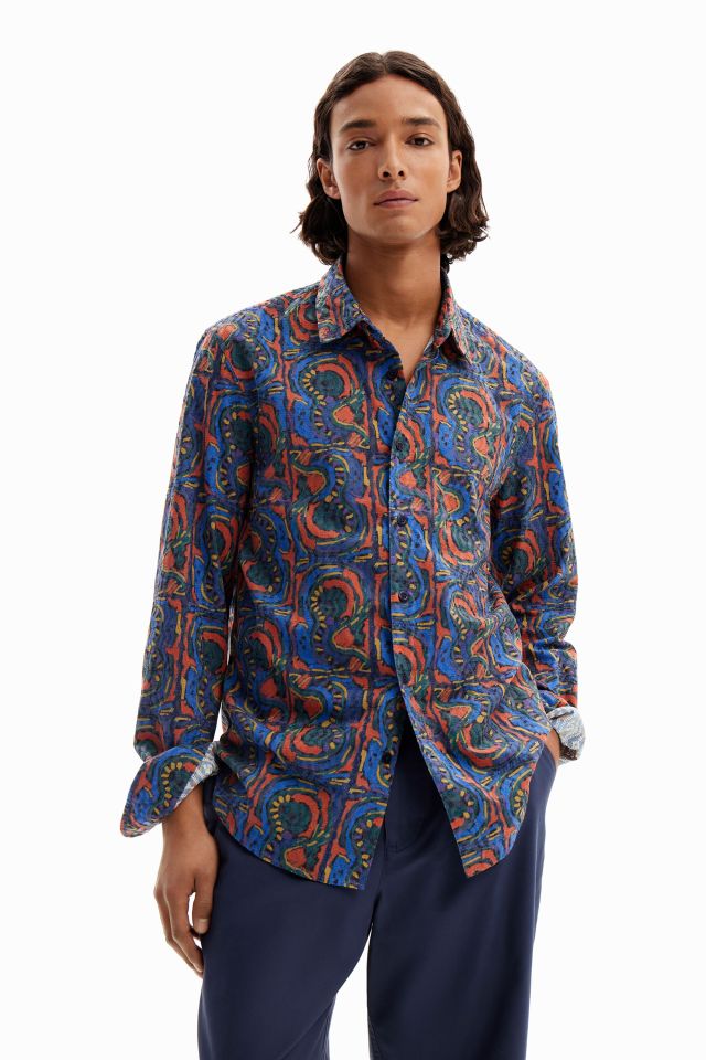 Desigual JARETH arty embroidered cotton blend shirt SS2024 collection for men