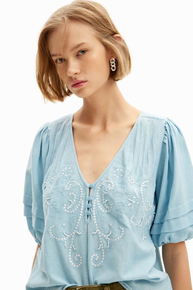 Desigual CAMILLE cotton embroidered boho blouse SS2024
